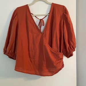 Burnt orange cropped blouse from A&F